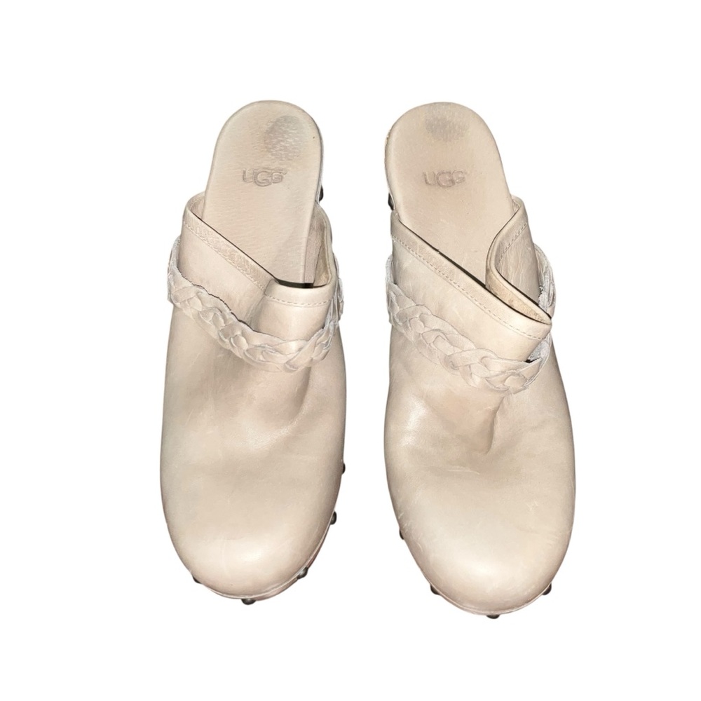 UGG Women’s Leather Heeled Clogs — Cream / Beige (Size 9)